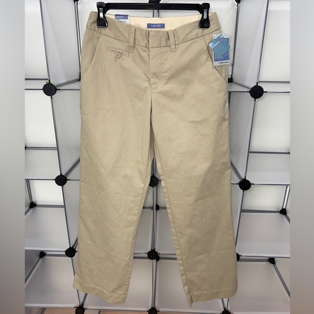 Cherokee Women's Ultimate Khaki Straight Leg Cotton Twill Pants Beige Size 2 NWT